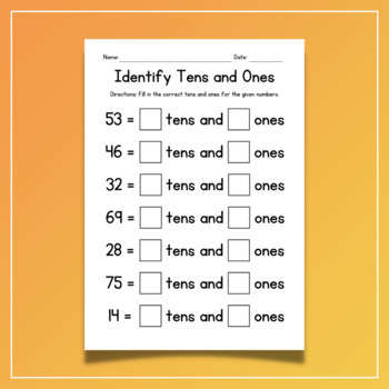 Identify Tens and Ones - Place Value Worksheets - 1st Grade Math Activities