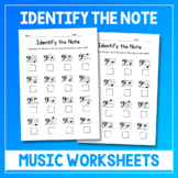 Identify The Notes Music Worksheets - Note Reading Practic