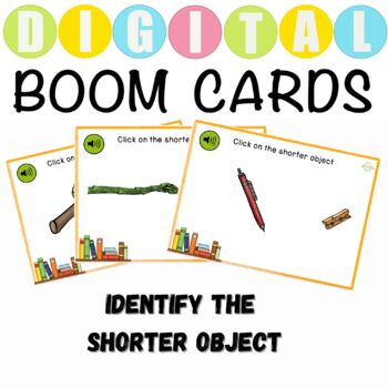 Preview of Identify The Shorter Object With Audio For Preschoolers - Boom Cards™