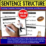 Identify a Complete Sentence Task Box Filler with Visual C