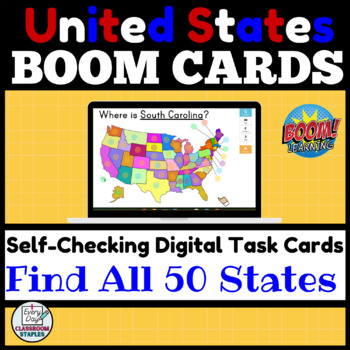 Preview of Identify all 50 States Boom Cards™ - United States Map Recognition 