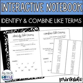 Preview of Identify and Combine Like Terms Interactive Notebook Foldable