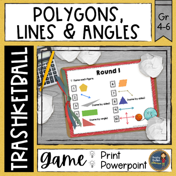 Preview of Identify and Draw Polygons Lines and Types of Angles Trashketball Math Game