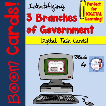 Preview of Digital BOOM Task Cards: 3 Branches of Government (distance Learning)