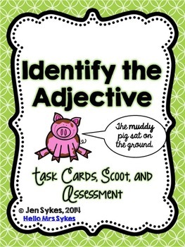 Preview of Adjective Task Cards, Print and Easel and Quick Assessment Freebie