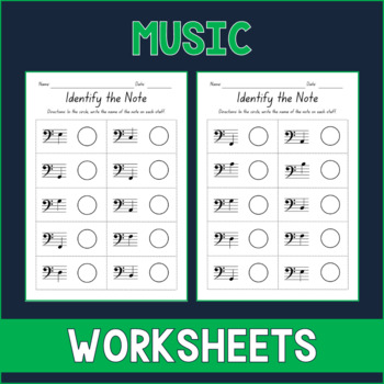 Preview of Identify the Note Bass Clef - Music Worksheets - Test Prep - Sub Plan