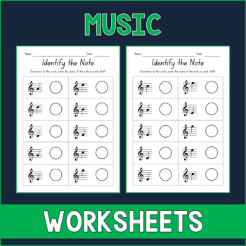 Preview of Identify the Note Treble Clef - Music Worksheets - Test Prep - Sub Plan