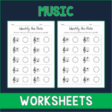 Identify the Note Treble Clef - Music Worksheets - Test Pr