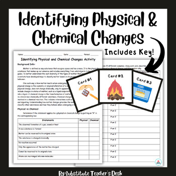 Identify the Physical and Chemical Changes Activity | TPT