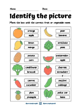 identifying vegetables teaching resources teachers pay teachers