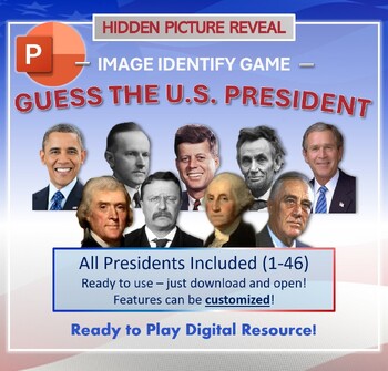 Preview of Identify ALL U.S. Presidents: Hidden Image Reveal Game - Digital Resource (.ppt)