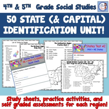 Preview of Identify the United States & Capitals Unit