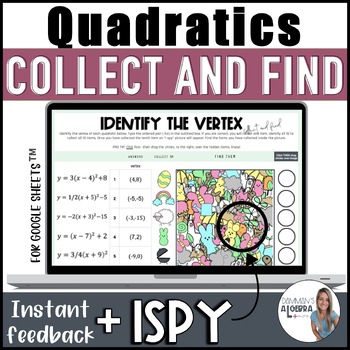 Preview of Identify the vertex of quadratics - collect and find - self checking activity