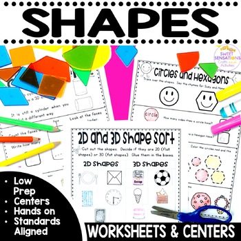 Preview of Positional Words Kindergarten 2D Shape Sorting Cut and Paste Geometric Shapes