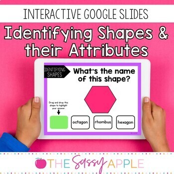 Preview of Identifying 2D Shapes and Attributes Task Cards Google Slides 30 slides