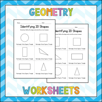 Preview of Identifying 2D Shapes (rectangle, circle, square, triangle) Geometry Worksheets
