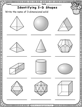 Names of 3d Shapes & Worksheet for Practice