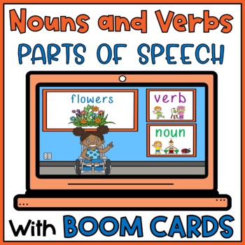 Preview of Identifying Nouns and Verbs Action Words Parts of Speech Digital BOOM CARDS