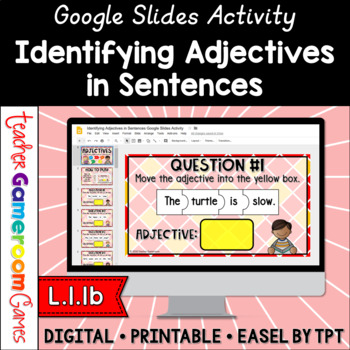 Preview of Identifying Adjectives in Sentences Google Slides