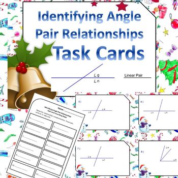 Preview of Identifying Angle Pair Relationships Task Cards - Name the relationship - Angles
