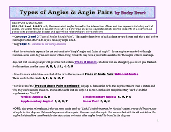 Preview of Identifying Angle Types and Angle Pairs