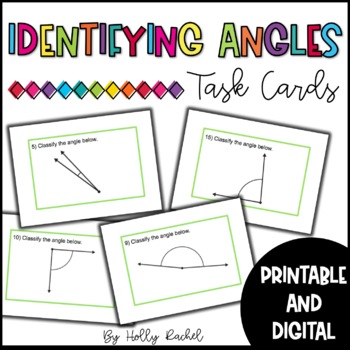 Identifying Angles Task Cards | Print and Digital by Holly Rachel