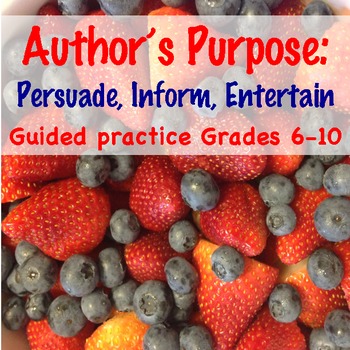 Preview of Identifying Author's Purpose: Great Test Prep/Reading Comprehension Grades 6-10