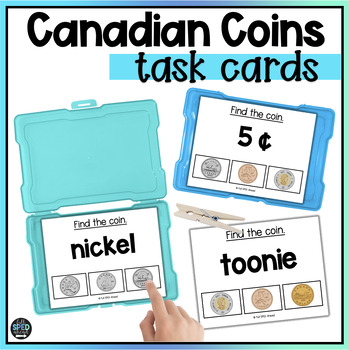 Preview of Identifying Canadian Coins Money Management Task Cards for Special Education