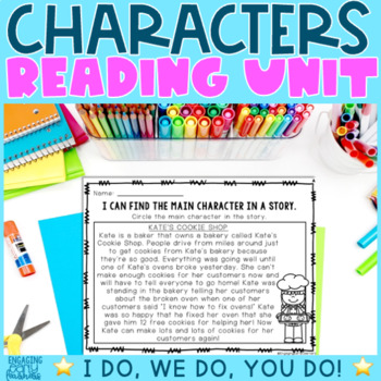 Preview of Identifying Characters In a Story Reading Unit | Digital & Printable