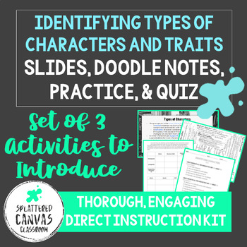 Preview of Identifying Characters Lesson Set (Presentation, Doodle Notes, Practice, & Quiz)