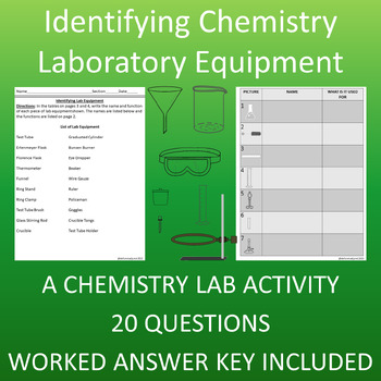 Identifying Chemistry Lab Equipment Lab Activity For Science Classes