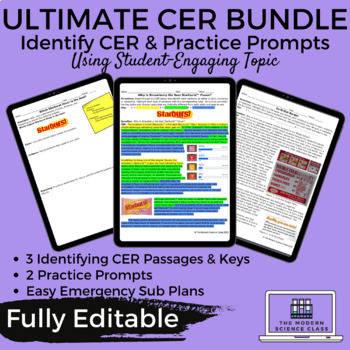 Preview of Identifying Claim, Evidence, & Reasoning (CER) Growing Bundle