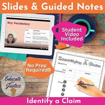 Preview of Identifying Claim- Guided Notes, Teaching Slides & Video Lesson for Reading
