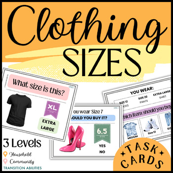 Preview of Identifying Clothing Sizes | Life Skills Shopping Activity | TASK CARDS