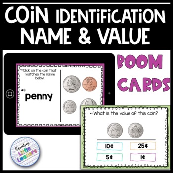 Preview of Identifying Coin Names and Values Boom Cards