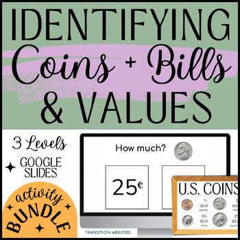 Preview of Identifying Coins, Bills & Amounts | Money Math | Life Skills | DIGITAL BUNDLE