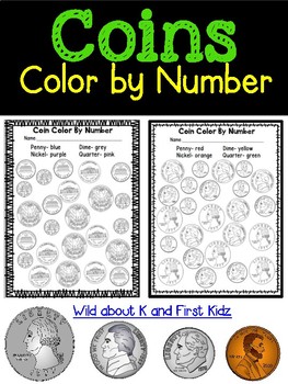 Preview of Identifying Coins Color By Number Kindergarten and 1st Grade Math