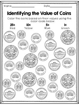 Download Identifying Coins Coloring Sheets | TpT