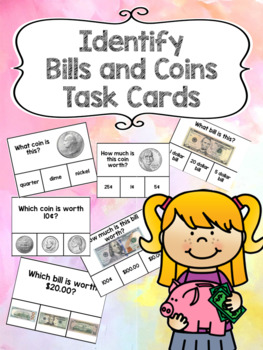 Preview of Identifying Coins and Bills (and their Values) Task Cards