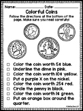 Identifying Coins and Values Coloring Activity