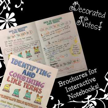 Preview of Identifying & Combining Like Terms - Decorated Notes Brochure for INBs