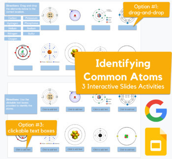 Preview of Identifying Common Elements / Atoms - drag-and-drop, labeling in Slides