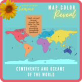 Identifying Continents and Oceans (Color Revealing Map)
