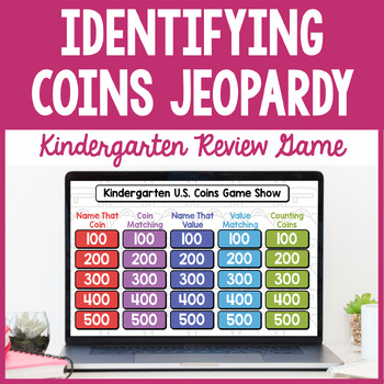 Preview of Identifying & Counting Coins Jeopardy - Kindergarten Math Game Show PowerPoint