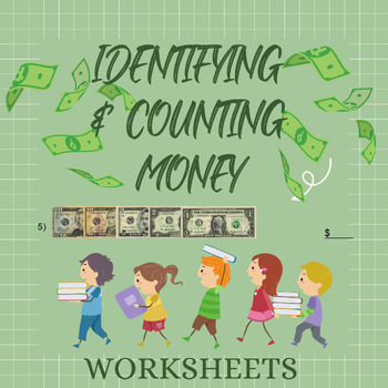 Preview of Identifying & Counting Coins and Bills Money Worksheets: 1st, 2nd and 3rd Grade