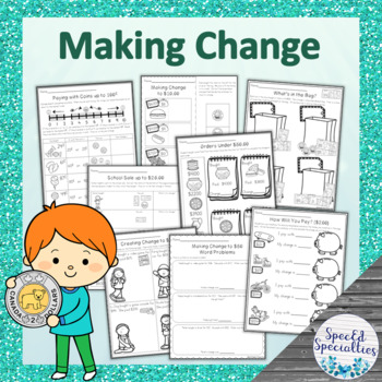 identifying counting and making change with canadian money worksheets bundle