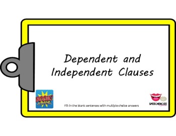 Preview of Identifying Dependent and Independent Clauses Boom Cards