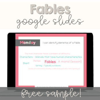 Preview of Identifying Elements of a Fable FREEBIE | Digital Google Slides Resource