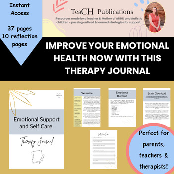 Preview of Identifying Emotions & Emotional Support Self Care Therapy Reflection Journal