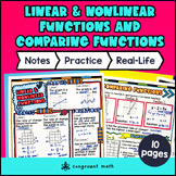 Linear vs Nonlinear Functions Guided Notes w/ Doodles Sket